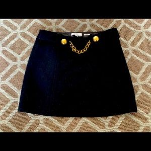 Milly minis black wool skirt with gold accents
